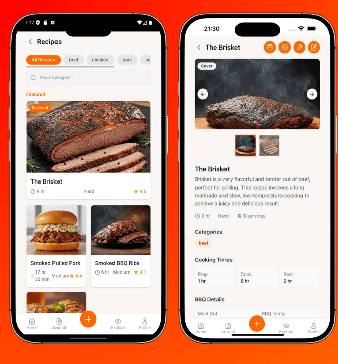 Interfaccia App myBBQrecipe